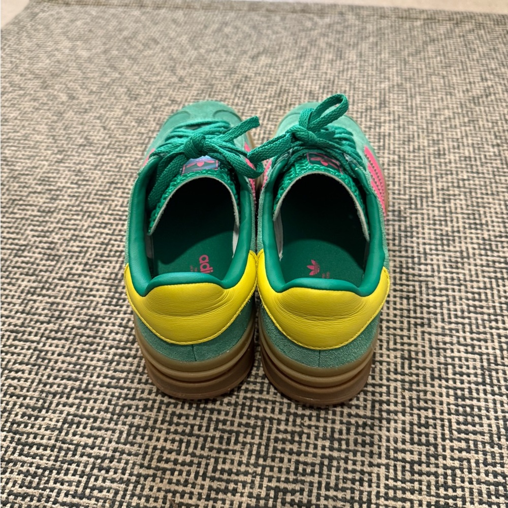 Adidas Green Sneakers with Pink Stripes - Picture 2 of 5
